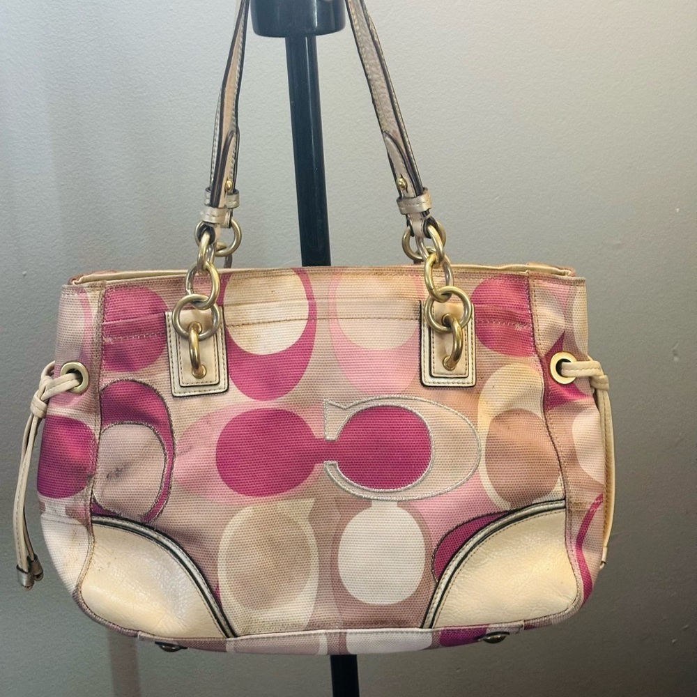 Coach Stylish Pink and Cream Women's Handbag